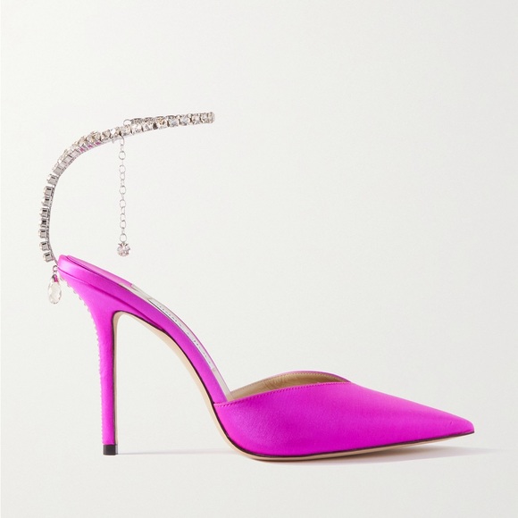 New JIMMY CHOO Saeda 100 crystal-embellished satin pumps 38 $1,125 - Picture 9 of 17